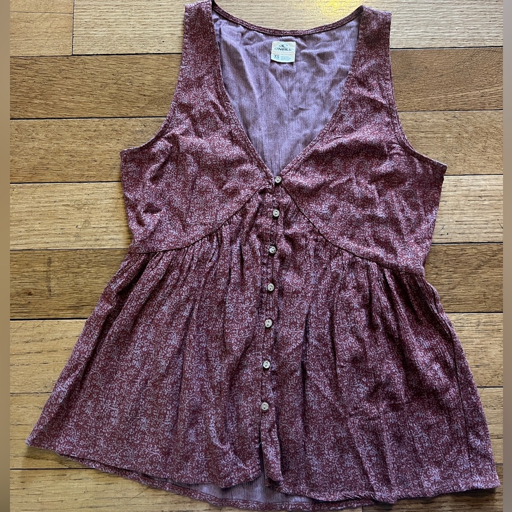 O'Neill Maroon Sleeveless Blouse